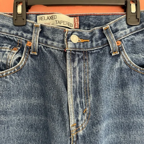 Levi's 550 blue dark wash denim relaxed tapered women's jeans cotton 90s Y2K - Picture 3 of 6